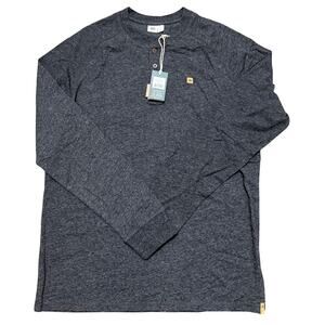 NWT TenTree Hemp Henley Long Sleeve Shirt Men’s Large Meteorite Black Heather